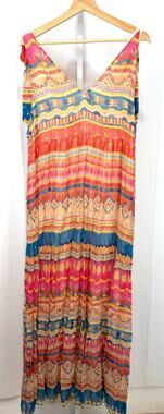 SEZANE x Chufy Pernille Maxi Dress Tie Strap V Neck Sunshine Multicolor Sz 42 10
